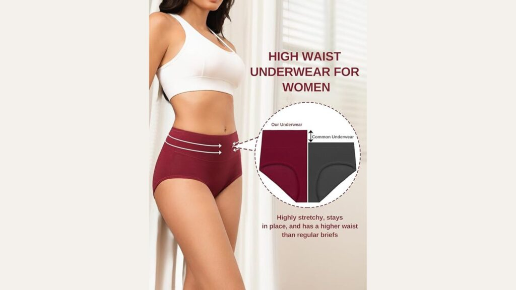 Soft cotton high waisted briefs for women, providing full coverage and all-day comfort.