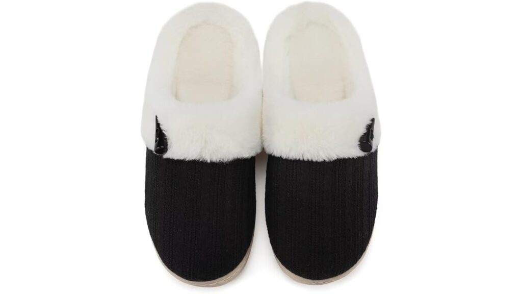 "Comfortable indoor slippers with memory foam insole"