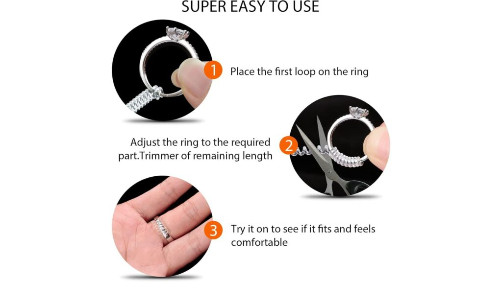 "Close-up of a ring with an invisible size adjuster spacer for a snug fit."